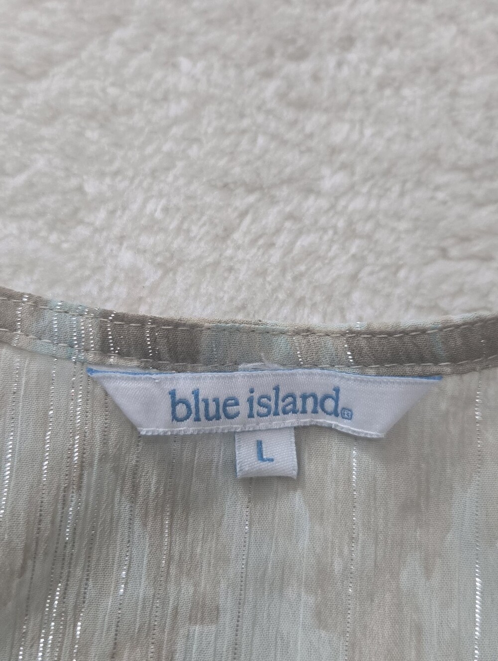 Blue Island Blue Ikat Sheer Resortwear Beach Vacation Maxi-Dress Coverup, L - Picture 2 of 5